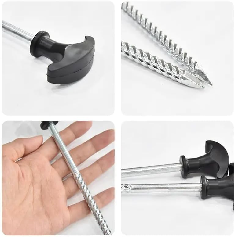 12 Tent Pegs, Screw Pegs for Garden, Camping and Fishing