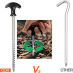 12 Tent Pegs, Screw Pegs for Garden, Camping and Fishing