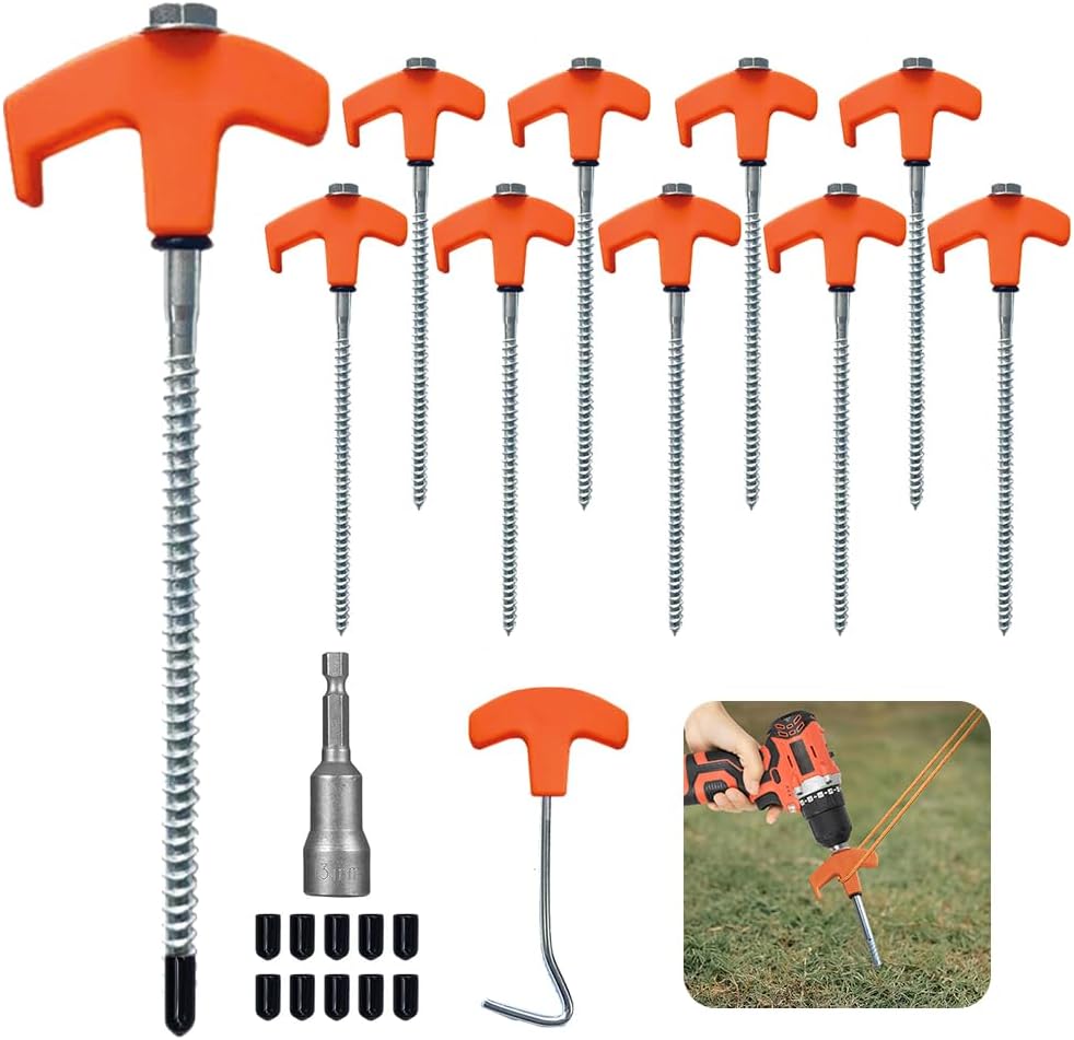 Balenie 10 otočných kolíkov do stanu so závitom, kolíky, stabilné na kempovanie a outdoor