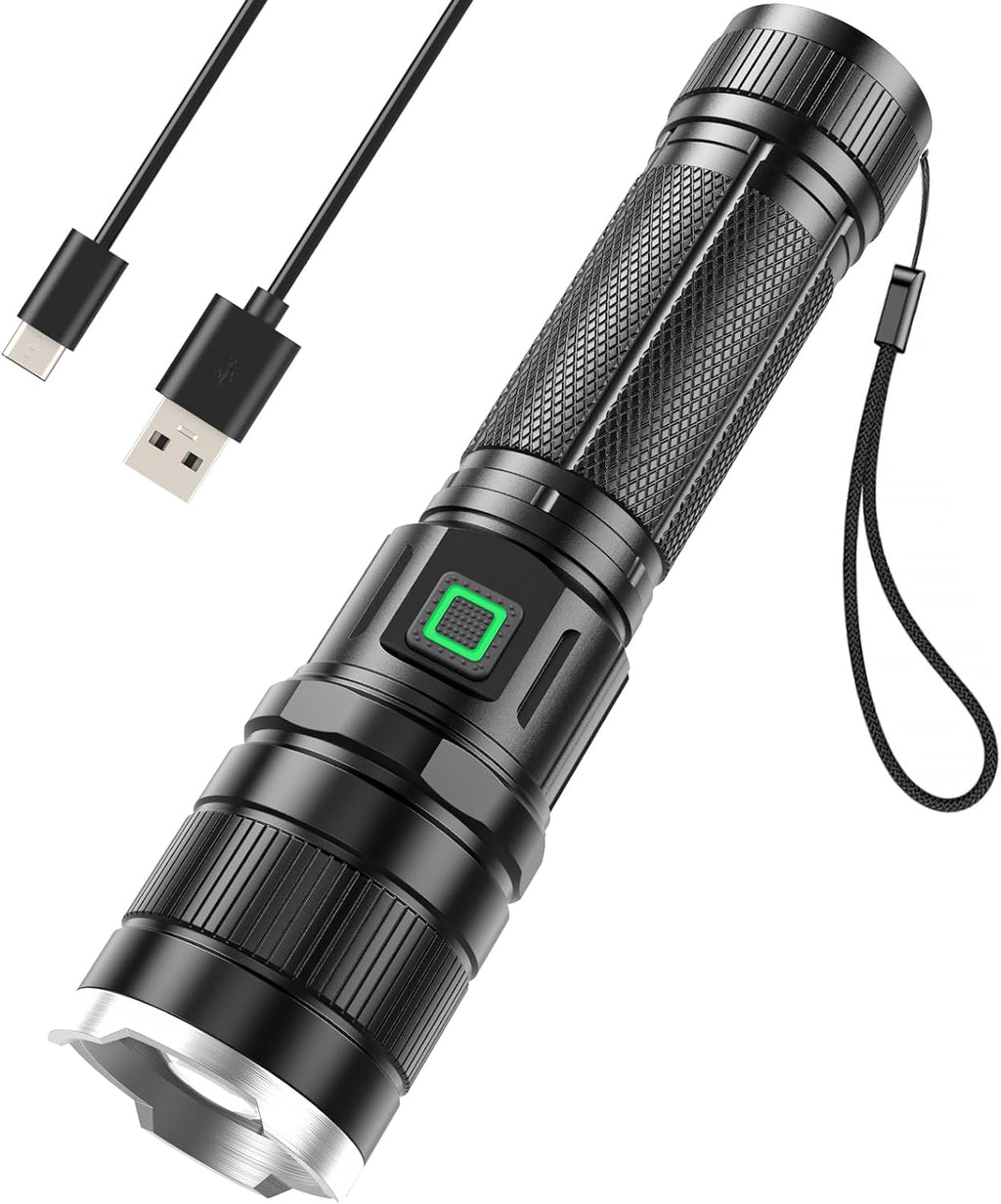 Nabíjateľná LED baterka, 10 000 lúmenov, extrémne jasná s 3 režimami, vodotesná s krytím IP65