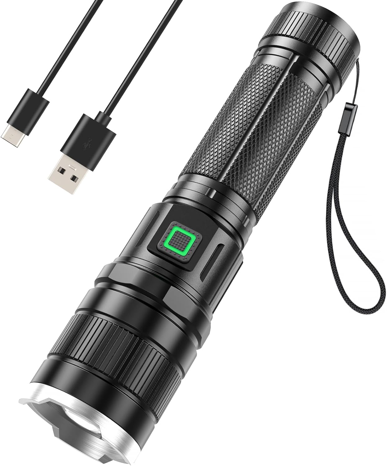 Nabíjateľná LED baterka, 10 000 lúmenov, extrémne jasná s 3 režimami, vodotesná s krytím IP65
