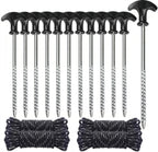 12 Tent Pegs, Screw Pegs for Garden, Camping and Fishing