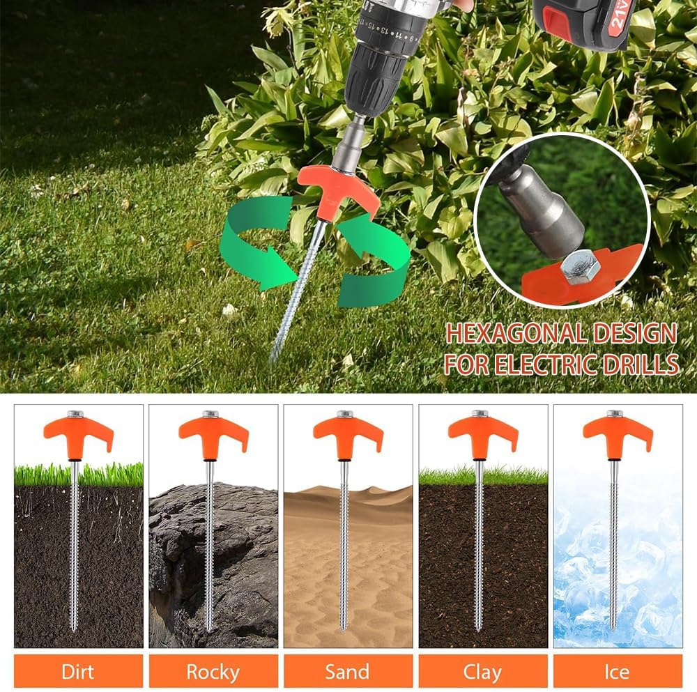Balenie 10 otočných kolíkov do stanu so závitom, kolíky, stabilné na kempovanie a outdoor