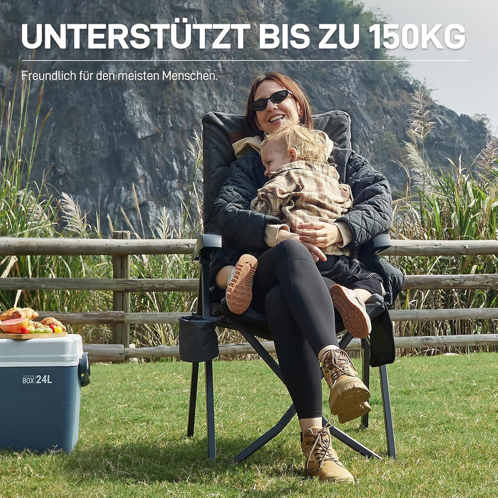 Kempingová stolička, skladacie operadlo, nastaviteľné, 4 polohy, do 150 kg