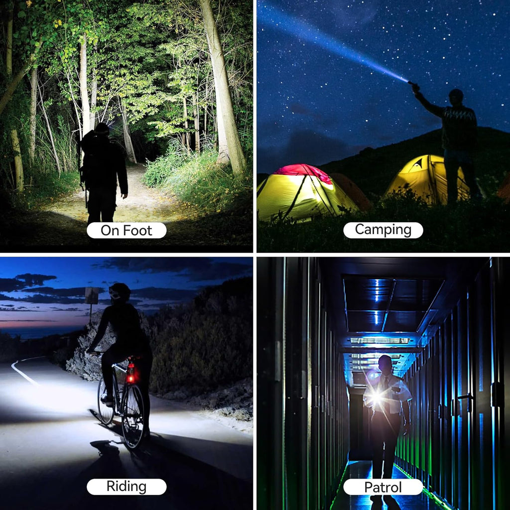 Nabíjateľná LED baterka, 10 000 lúmenov, extrémne jasná s 3 režimami, vodotesná s krytím IP65
