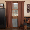 Primitive Plaid Cotton Curtains | Deep Red | Rod Pocket with Tiebacks | Farmhouse Country Style