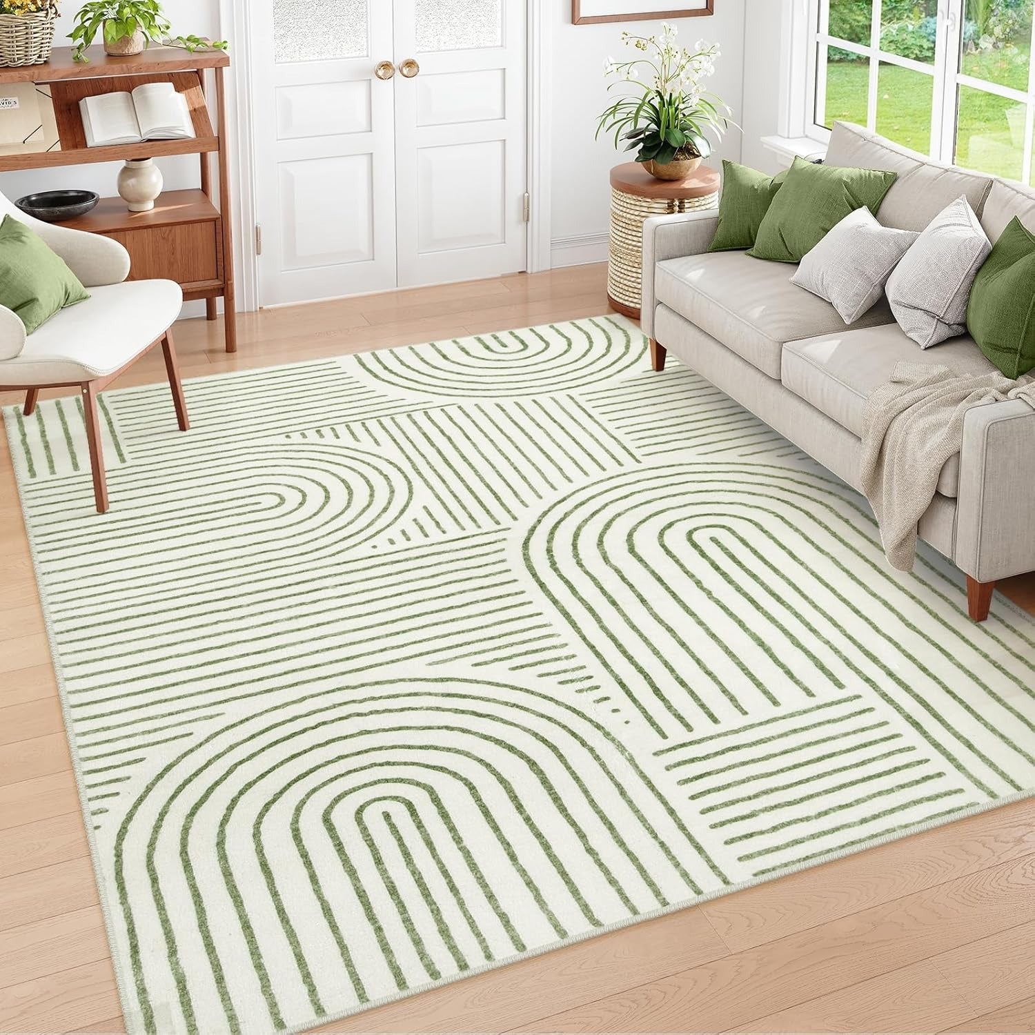 Abstract Rainbow Arc Area Soft Rug | Non-Slip | Machine Washable | Kids & Pet Friendly