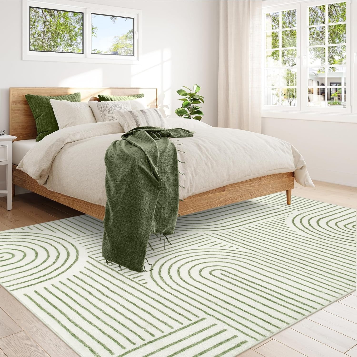 Abstract Rainbow Arc Area Soft Rug | Non-Slip | Machine Washable | Kids & Pet Friendly