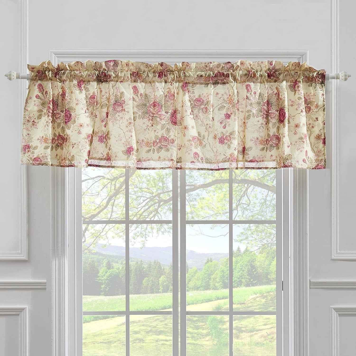 Antique Rose 100% Cotton Curtain Collection | Rod Pocket | Panel or Valance