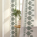 Burgundy Red Embroidered Linen Curtains | Boho Jacquard Drapes | Back Tab & Rod Pocket | 2 Panel Set