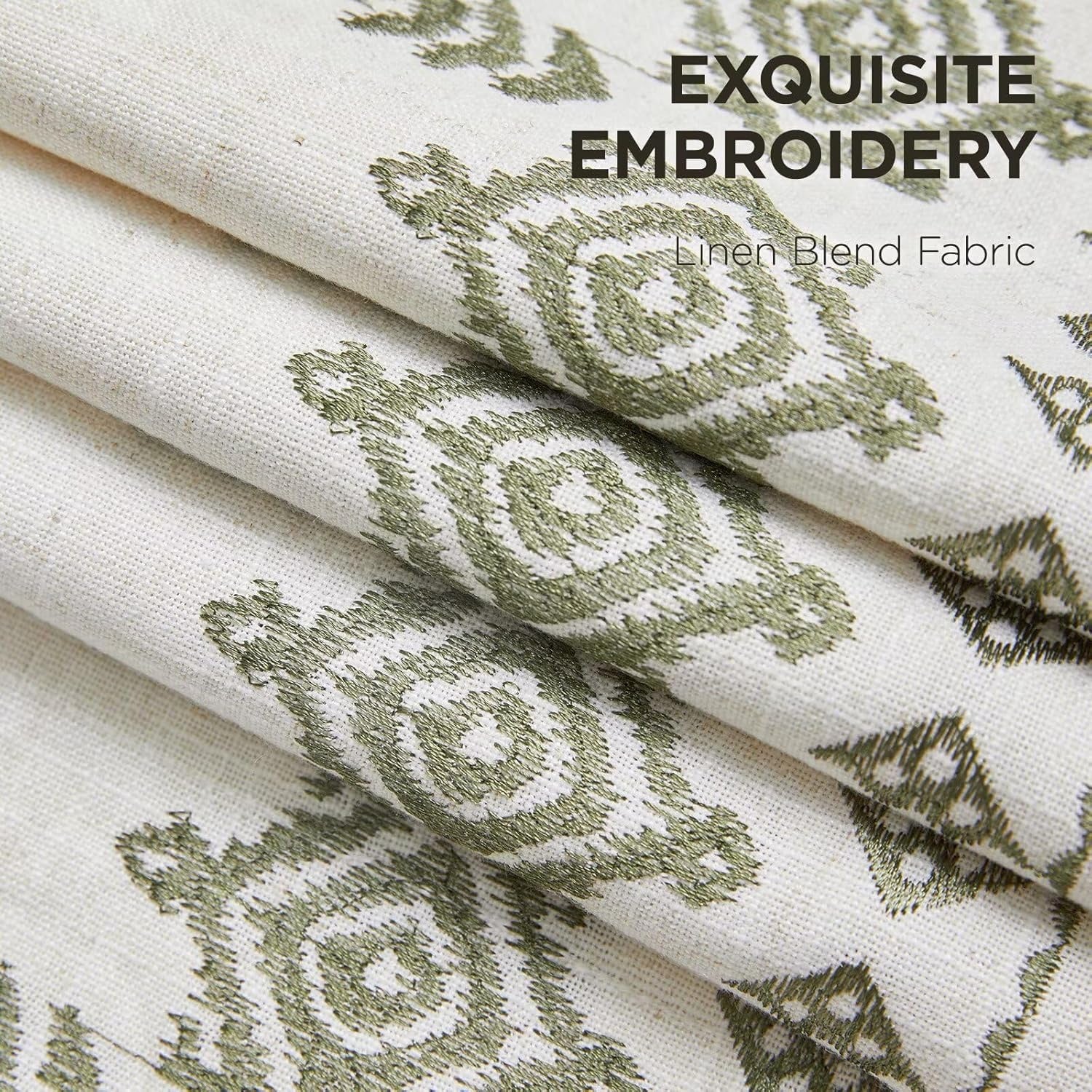 Burgundy Red Embroidered Linen Curtains | Boho Jacquard Drapes | Back Tab & Rod Pocket | 2 Panel Set