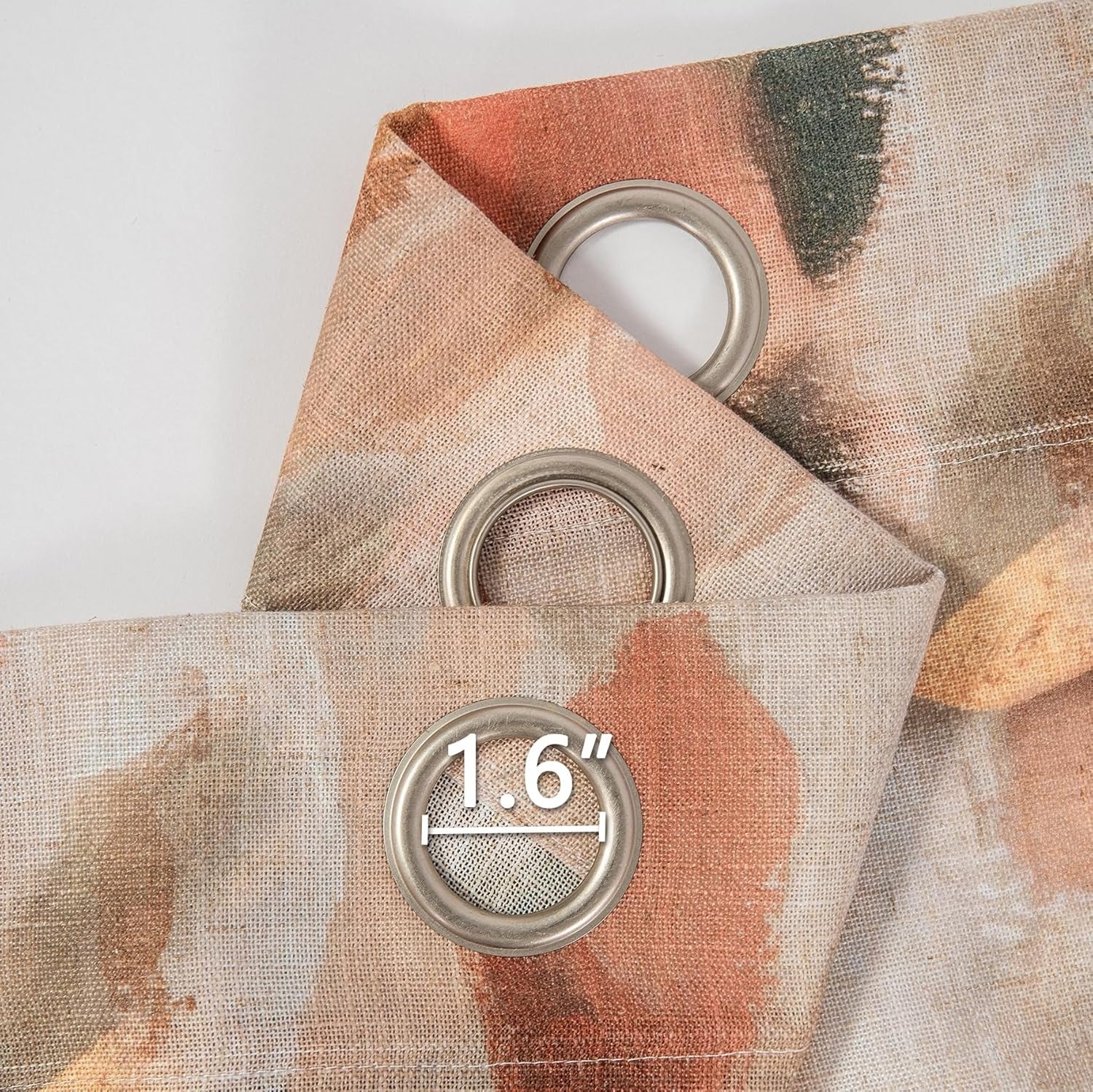Floral Linen Curtains | Light Filtering Grommet Drapes | Coral & Orange | 52"W × 84"L | 2 Panels