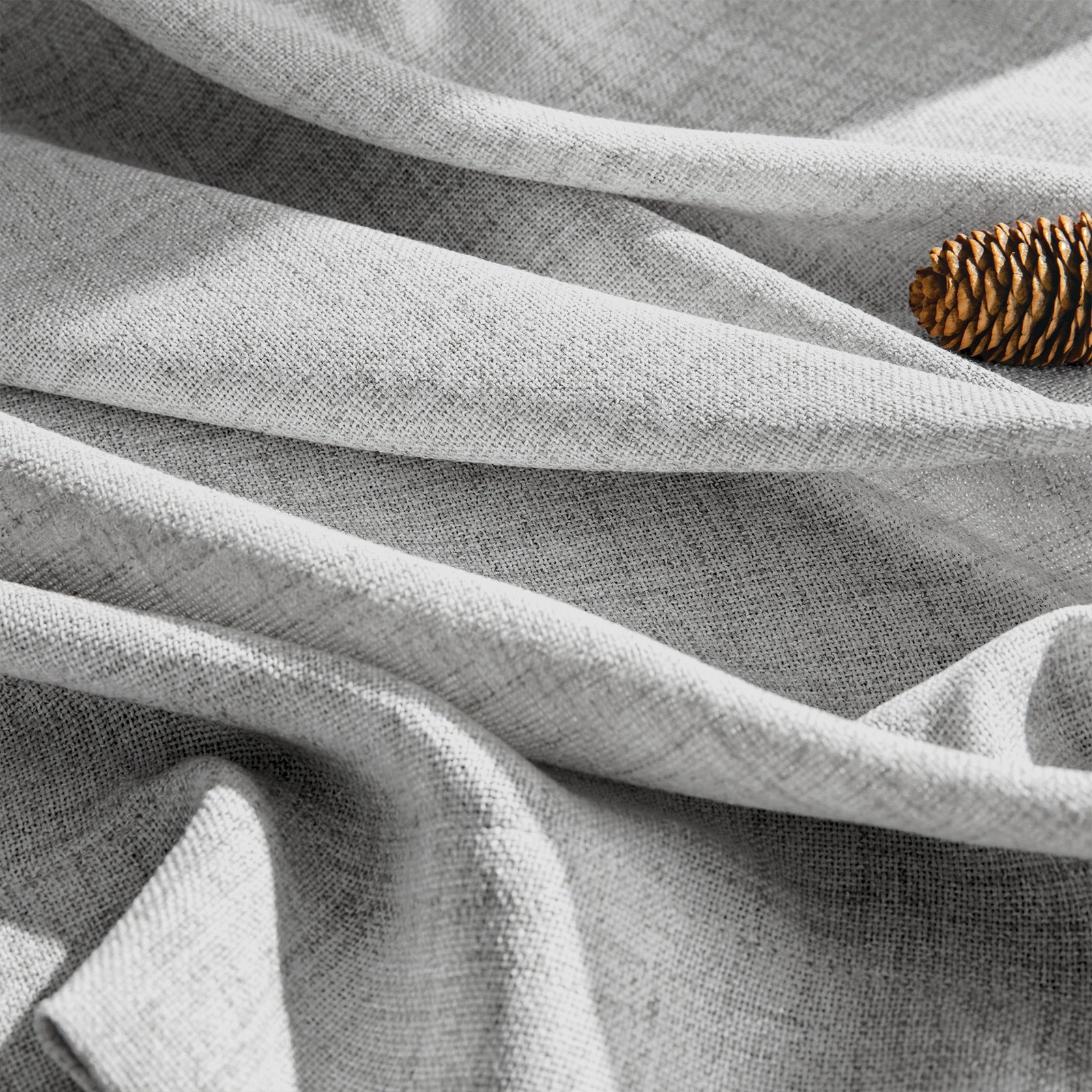 Linen-Look Curtains with Ruffle Tape | Semi-Sheer | Beige | Multiple Sizes | Rod, Hook & Drawstring
