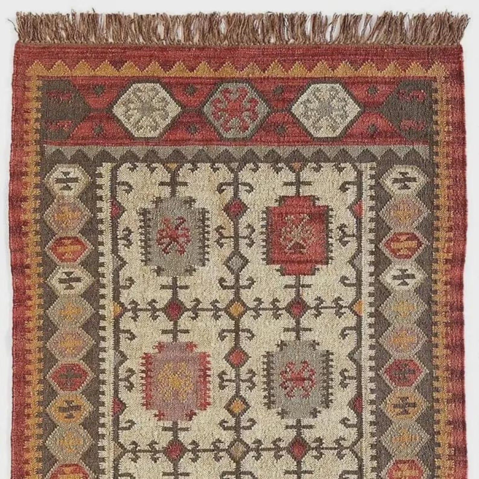 Handwoven Wool Kilim Rug | Southwestern Boho Tribal Design | Flatweave | Reversible